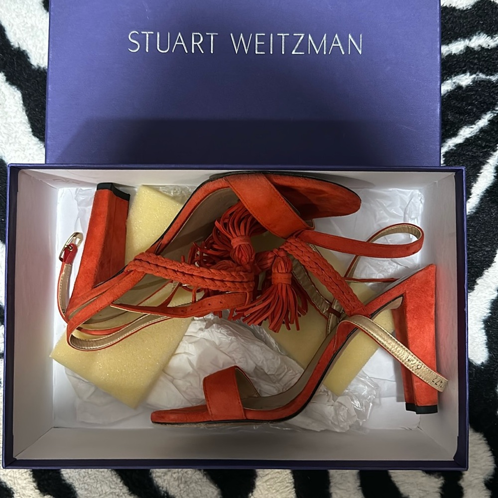 Stuart Weitzman Suede Sandal Heel!